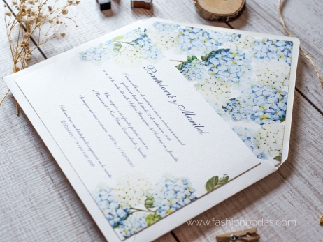 Invitación de boda - HORTENSIAS AZULES