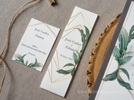 Invitación de boda - NATURAL GEOMÉTRICA VERDE