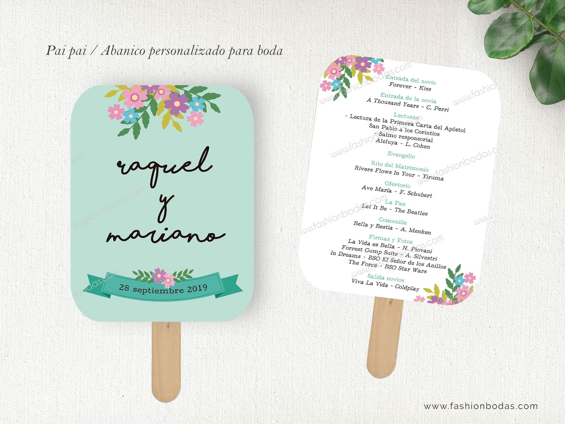 Pai pai | Abanico personalizado - CARTEL FLORAL