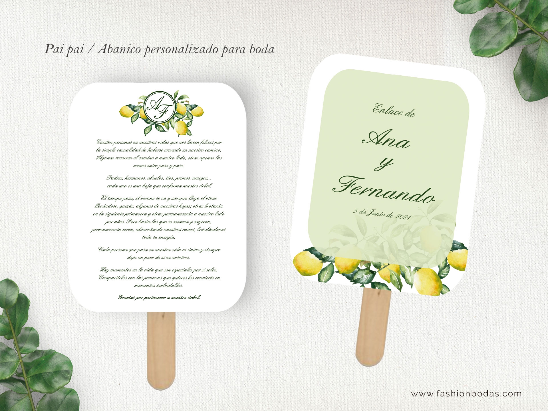 Pai pai | Abanico personalizado - LIMONES 2