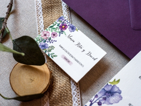 Invitación de boda - FLORES ROSAS Y MALVA