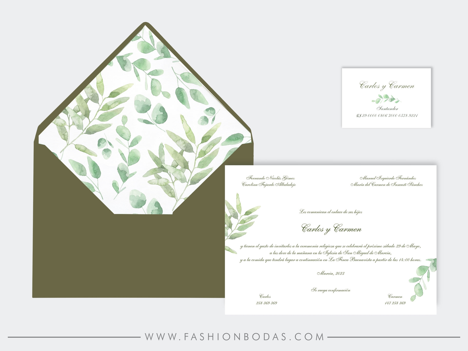 Invitación de boda - CLÁSICA NATURAL HOJAS