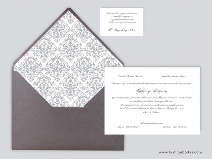 Invitación de boda - CLÁSICA GRIS ORNAMENTOS