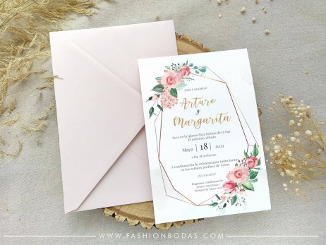 Invitación de boda - FLORES ROSAS 2