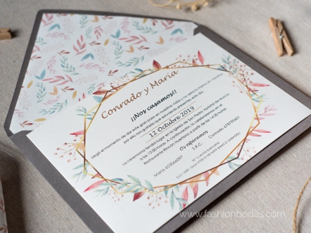 Invitaciones de boda naturales colores suaves pasteles  rosas, salmón y azules