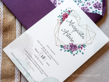 Invitación de boda - CORAZÓN MORADO