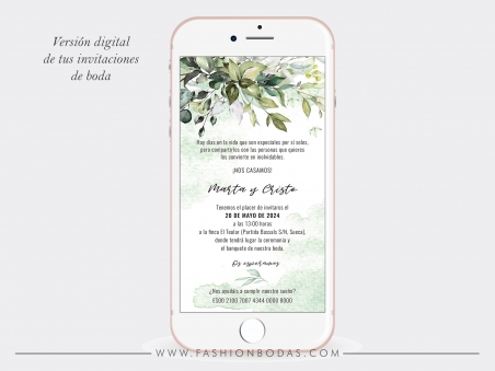 Versión digital de tus invitaciones de boda a juego