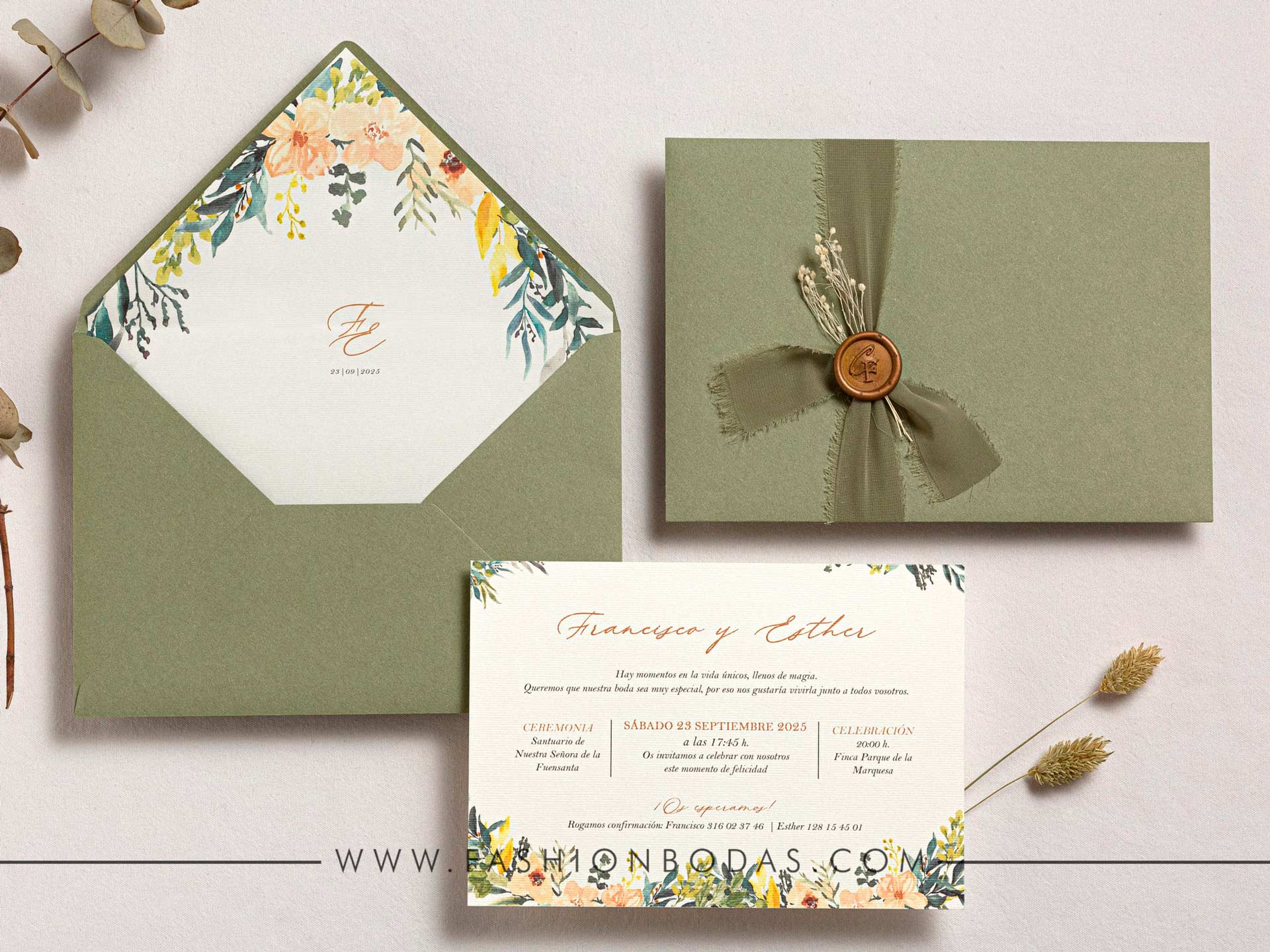 Invitación de boda - FLORES PASTEL 2