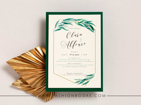 Invitación de boda - HOJAS VERDES