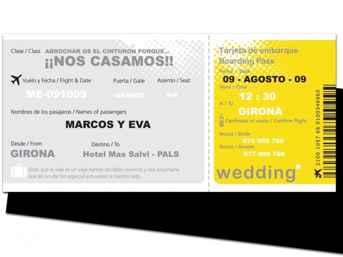 Invitación de boda - BILLETE AVION