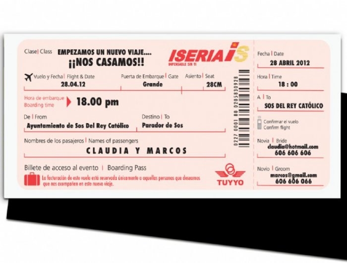 Invitación de boda - BILLETE AVION 2 Invitación de boda - BILLETE AVION 2