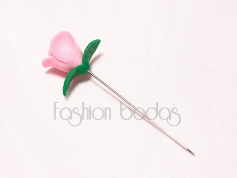 Alfiler de boda - ROSA CON HOJAS FIMO surtido  ref. 1015-1