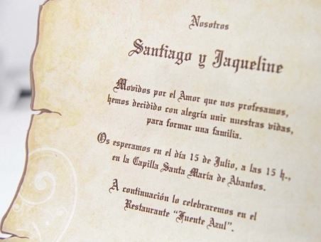 Invitación de boda pergaminoen caja 32830