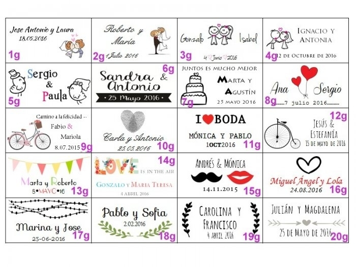 Etiquetas personalizadas para detalles de boda - Bodapix